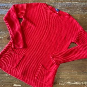 Vince Camuto Red Crewneck Sweater with Front Pockets Size Small